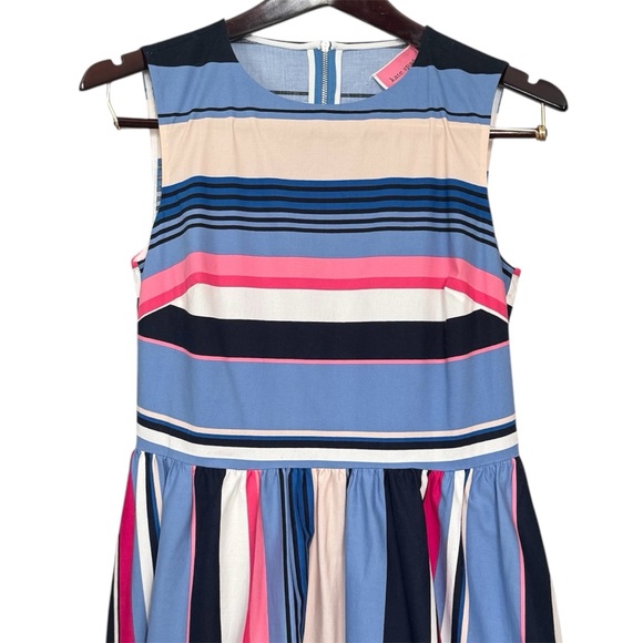 Kate Spade New York Multi Stripe Sleeveless Midi Dress Pink Blue Size 2 - Picture 4 of 14